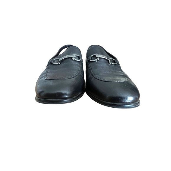 Salvatore Ferragamo black leather men classic slip ons shoes size 11.5 E - Picture 14 of 15